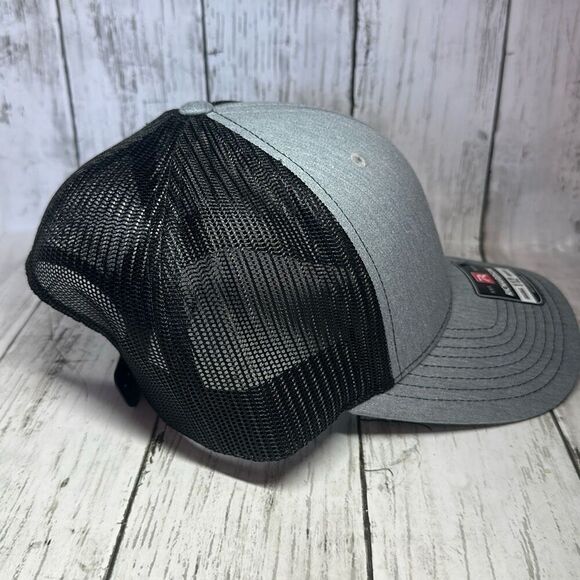 Richardson Original 112 Trucker Hat Cap Gray Black Adjustable 19 Racing - Picture 6 of 9